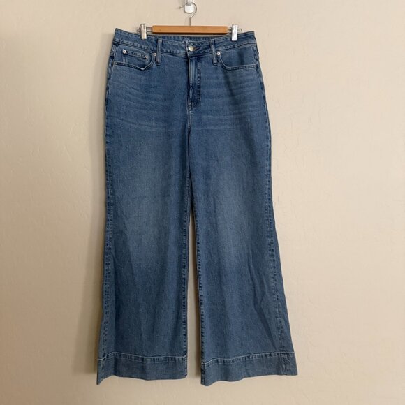 J Crew '96 Curvy Wide Leg Denim Trouser Jeans Medium Wash Women's Size 32 / 14 - Picture 2 of 7